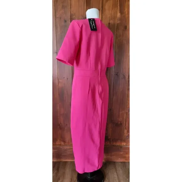 🗽 Brigitte Brianna New York Dress Women L Fuchsia Modest Midi– Made in USA Chic - Picture 7 of 16
